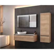  Mobilier suspendat Kolpasan, Orphia 120, canelat, cu blat din Kerrock, 1 sertar, acacia